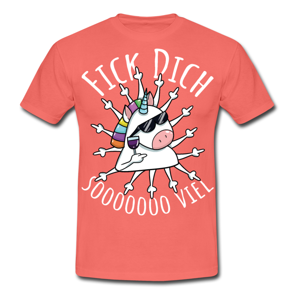 Fick Dich Einhorn | Männer T-Shirt - Koralle