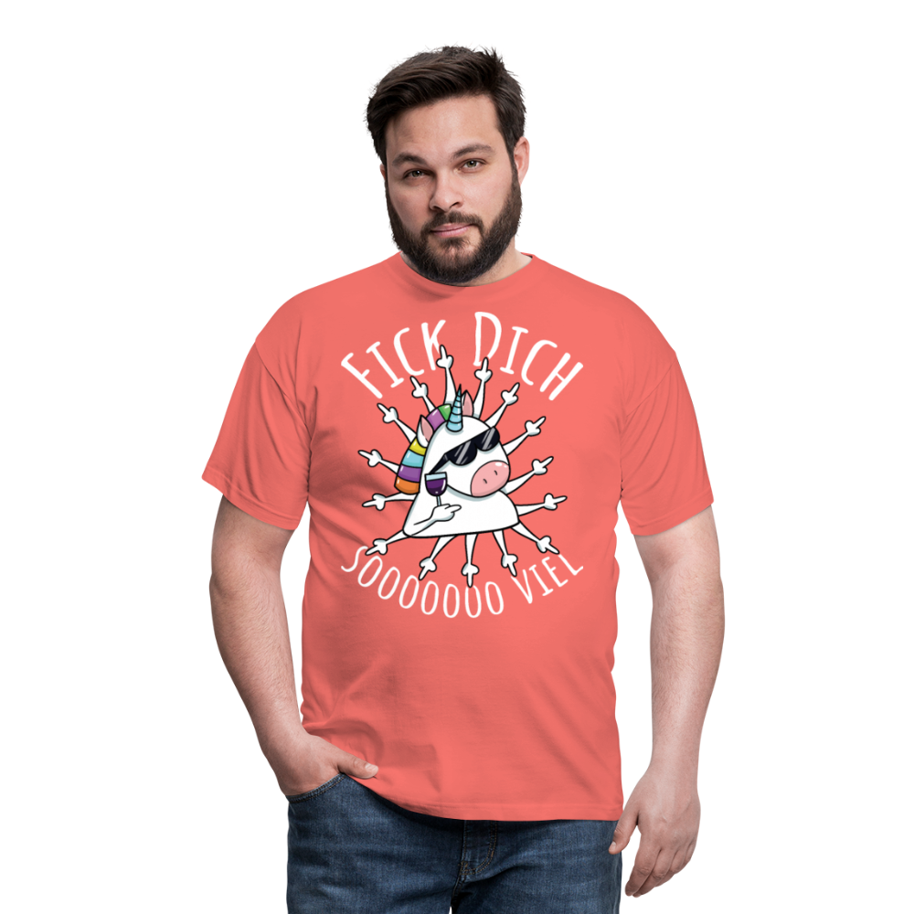 Fick Dich Einhorn | Männer T-Shirt - Koralle
