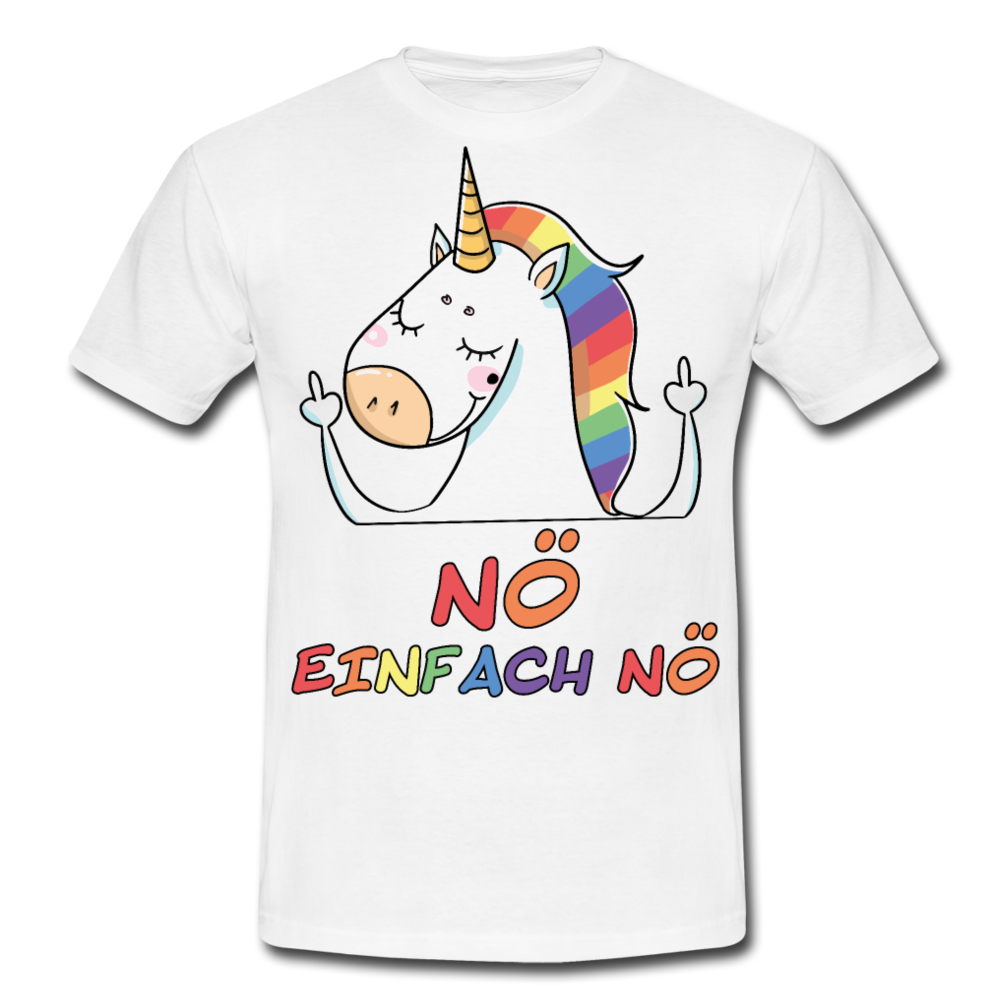 Nö Stinkefinger Einhorn | Männer T-Shirt - Weiß