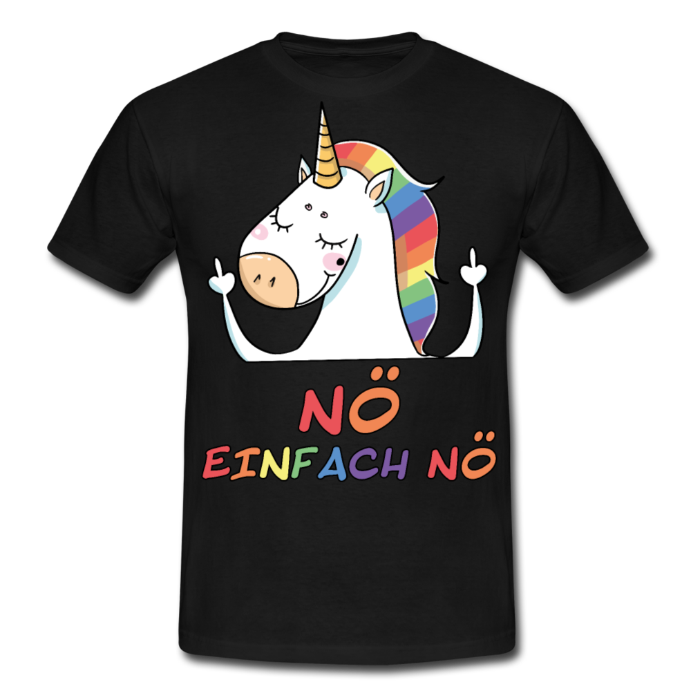 Nö Stinkefinger Einhorn | Männer T-Shirt - Schwarz