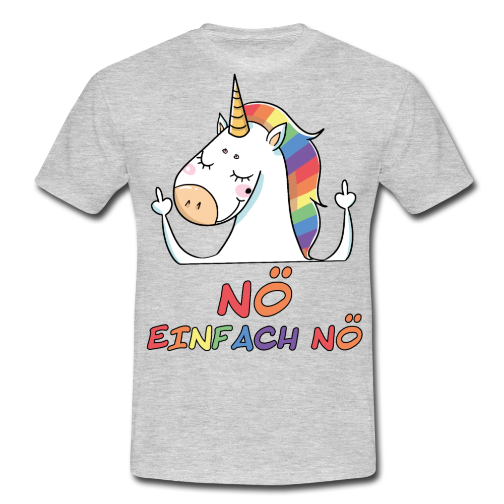 Nö Stinkefinger Einhorn | Männer T-Shirt - Grau meliert