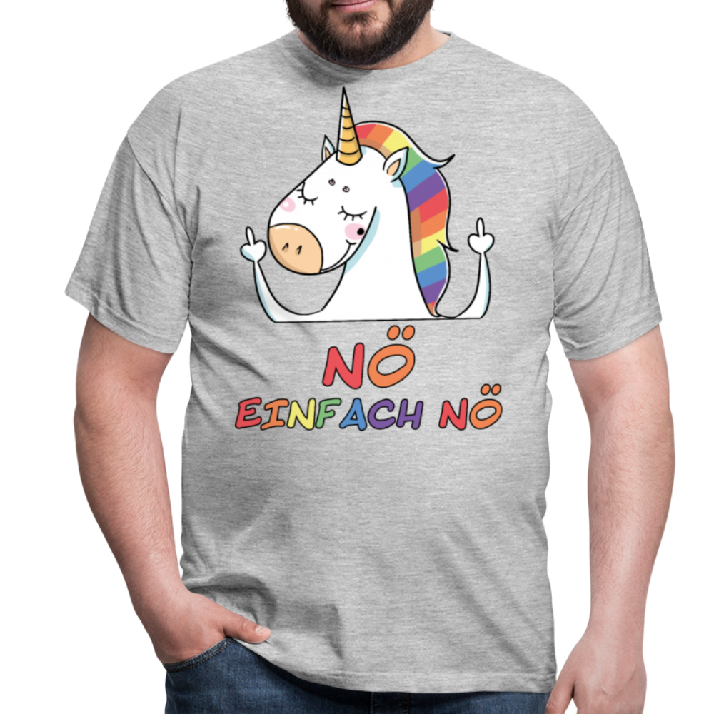 Nö Stinkefinger Einhorn | Männer T-Shirt - Grau meliert