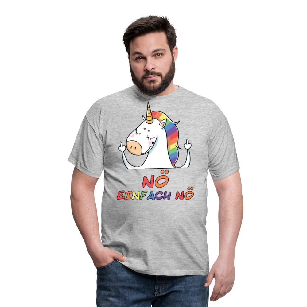 Nö Stinkefinger Einhorn | Männer T-Shirt - Grau meliert