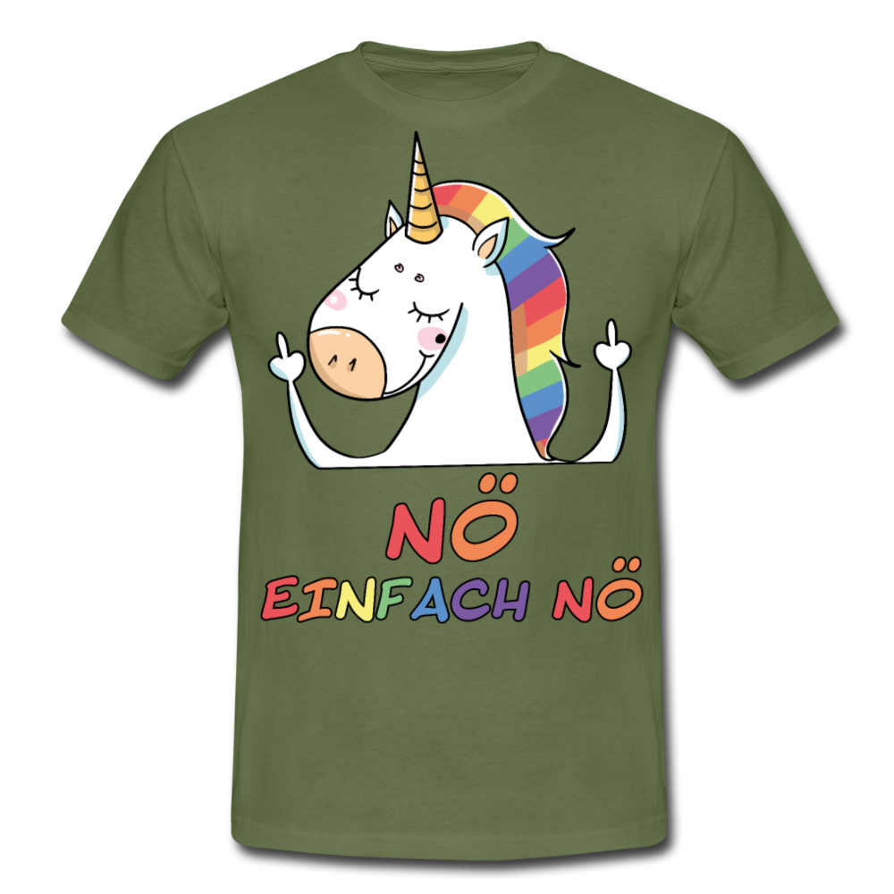 Nö Stinkefinger Einhorn | Männer T-Shirt - Militärgrün