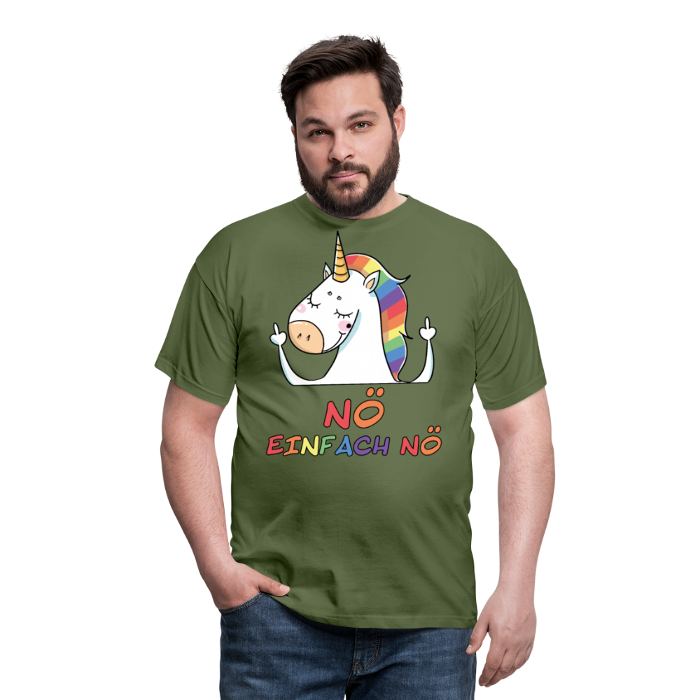 Nö Stinkefinger Einhorn | Männer T-Shirt - Militärgrün