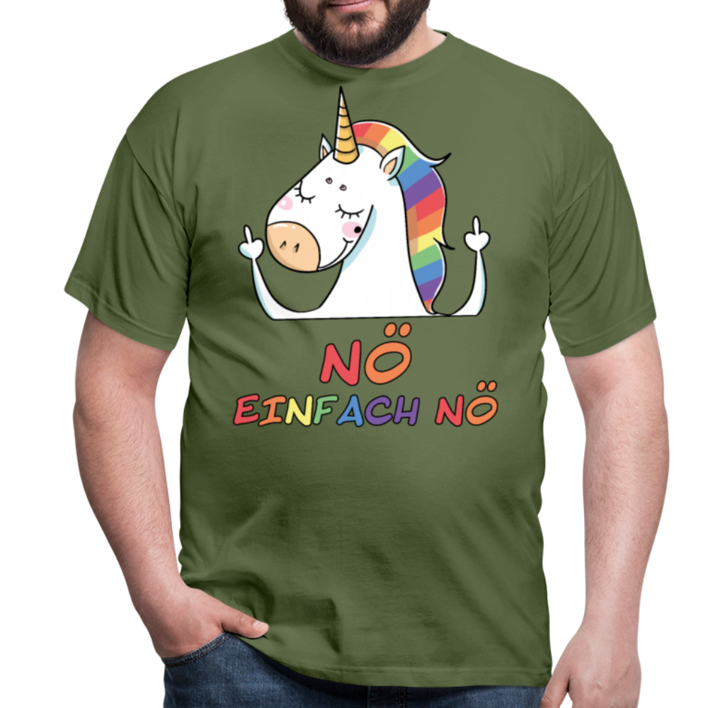 Nö Stinkefinger Einhorn | Männer T-Shirt - Militärgrün