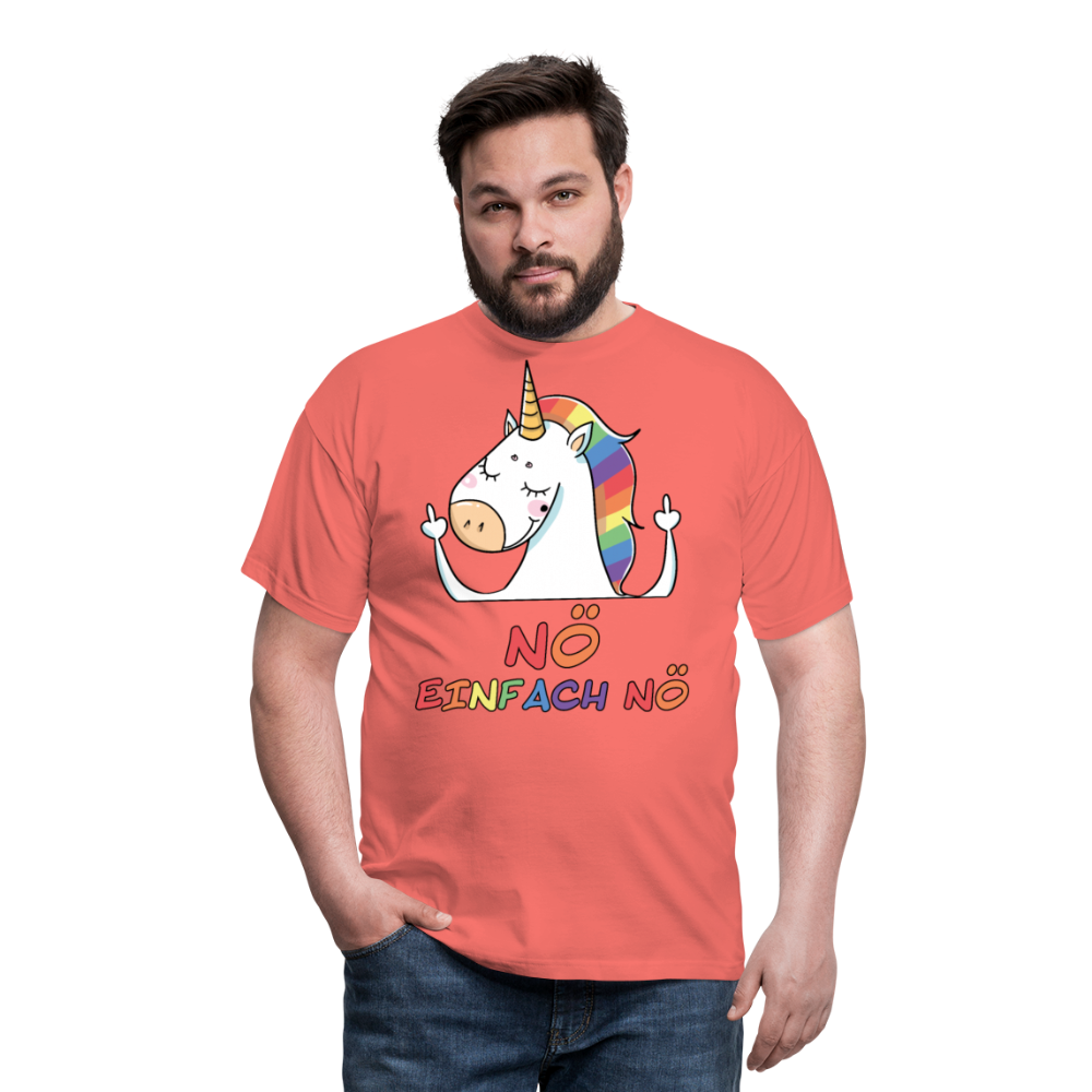 Nö Stinkefinger Einhorn | Männer T-Shirt - Koralle