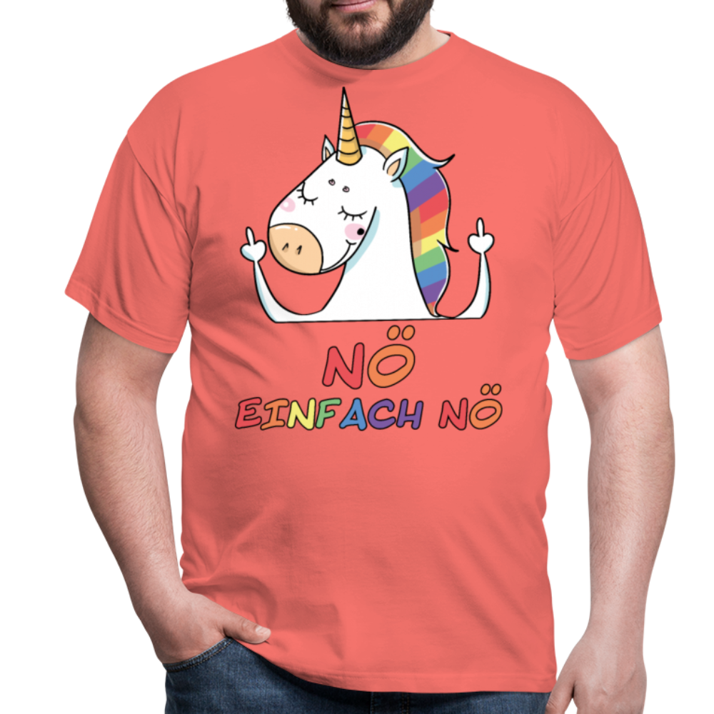 Nö Stinkefinger Einhorn | Männer T-Shirt - Koralle