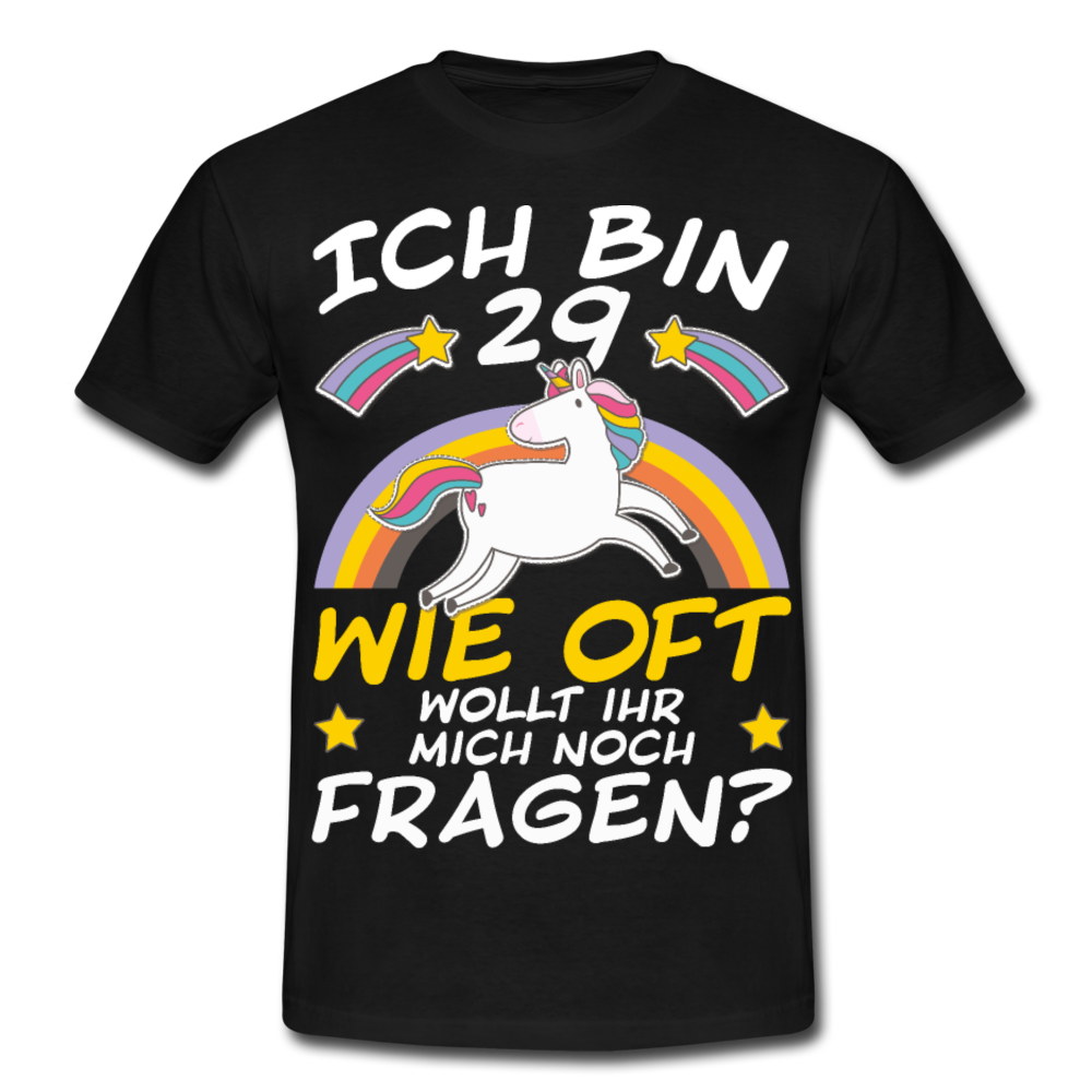 29 Einhorn | Männer T-Shirt - Schwarz