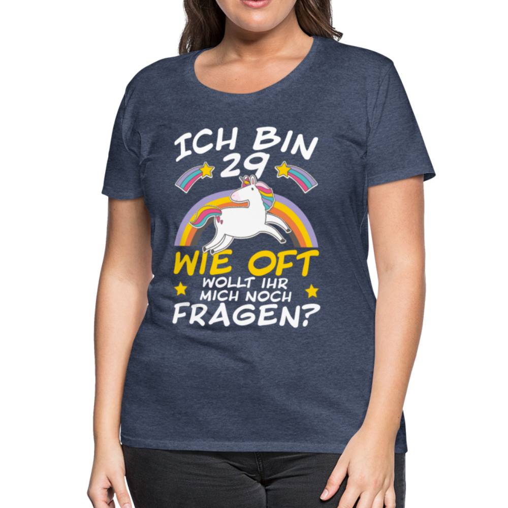 29 Einhorn | Frauen Premium T-Shirt - Blau meliert