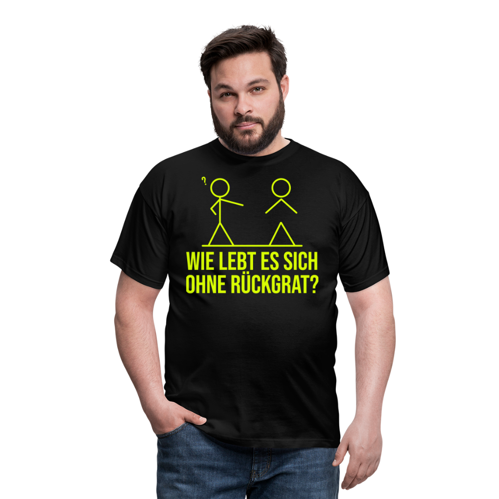 Wie lebt es sich ohne Rückgrat? Flex-Druck | Männer T-Shirt - Schwarz