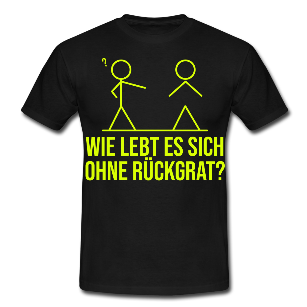 Wie lebt es sich ohne Rückgrat? Flex-Druck | Männer T-Shirt - Schwarz