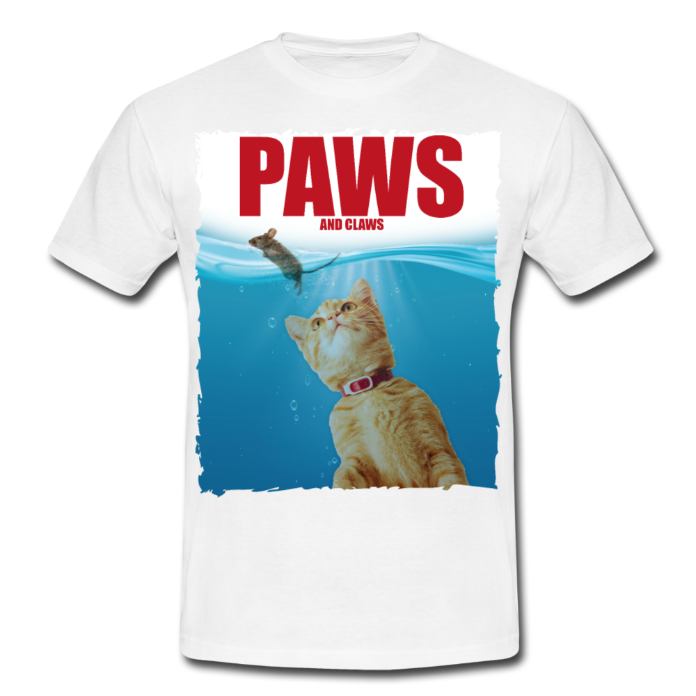 Paws Katzen Parodie | Männer T-Shirt - Weiß