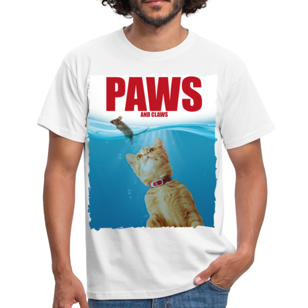 Paws Katzen Parodie | Männer T-Shirt - Weiß