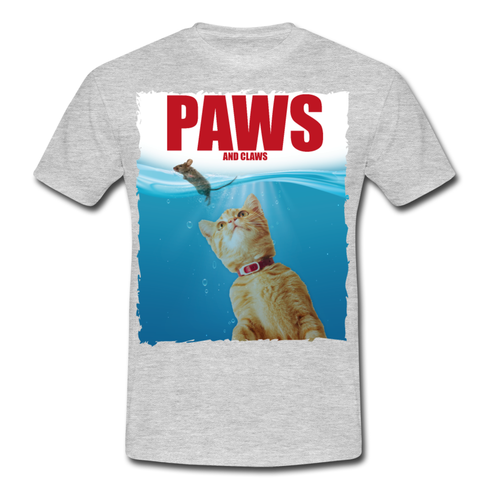 Paws Katzen Parodie | Männer T-Shirt - Grau meliert