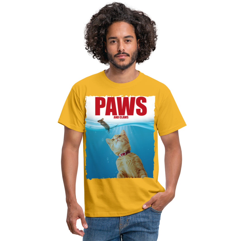 Paws Katzen Parodie | Männer T-Shirt - Gelb