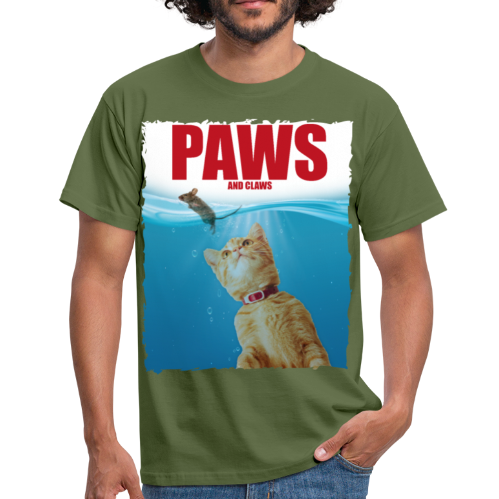 Paws Katzen Parodie | Männer T-Shirt - Militärgrün