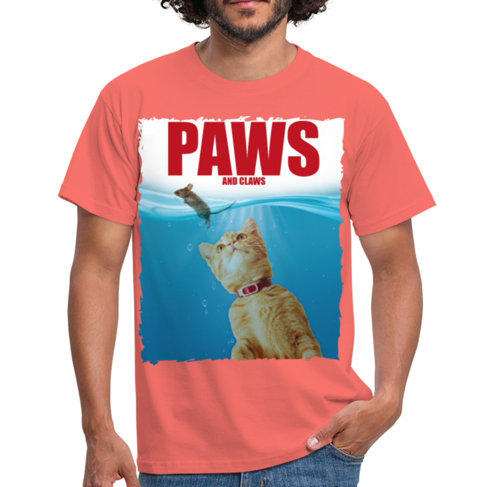 Paws Katzen Parodie | Männer T-Shirt - Koralle