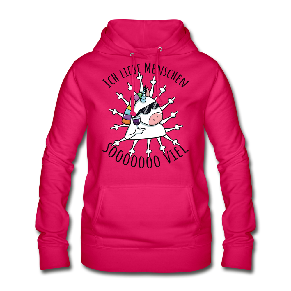 Ich liebe Menschen Einhorn | Frauen Hoodie - dunkles Pink