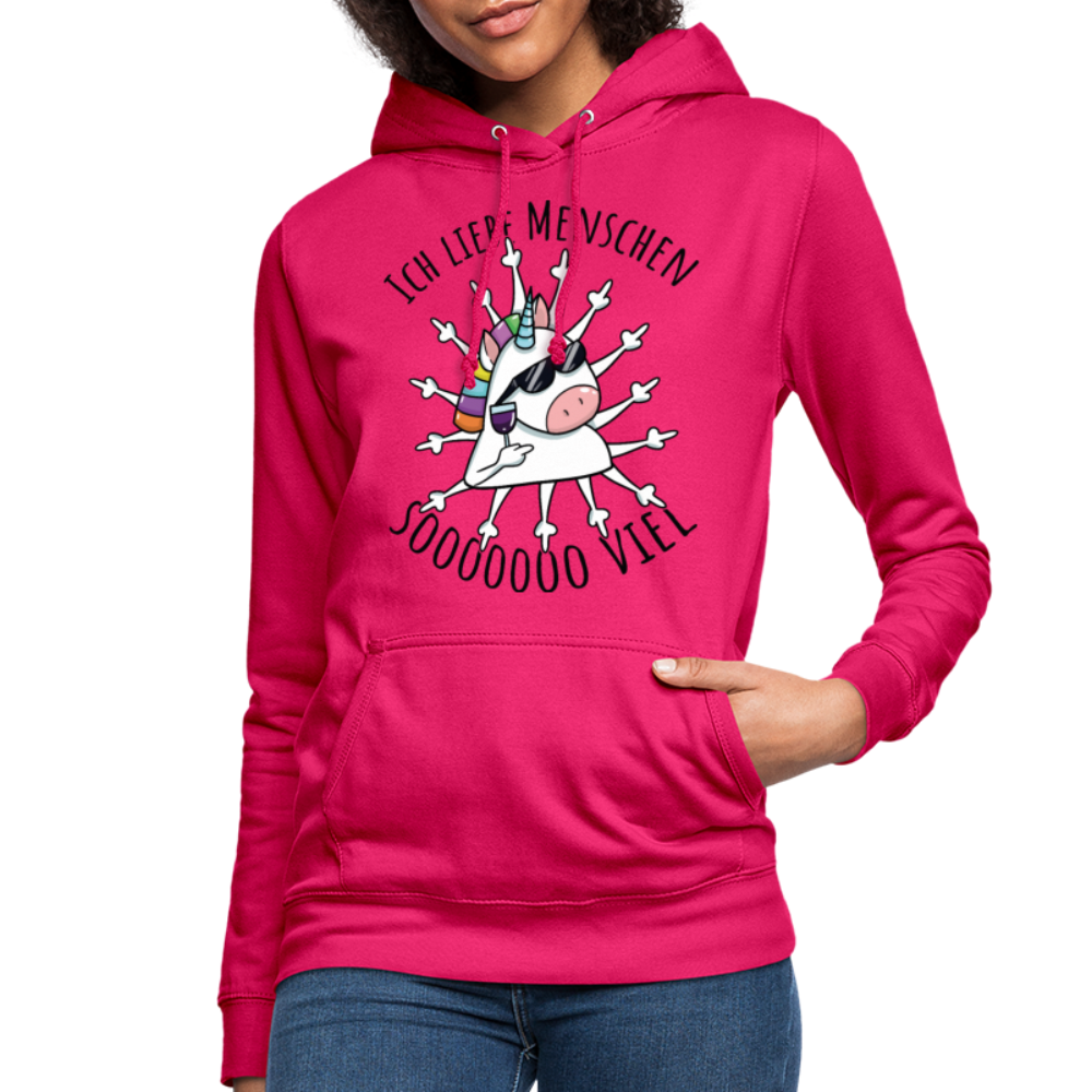 Ich liebe Menschen Einhorn | Frauen Hoodie - dunkles Pink