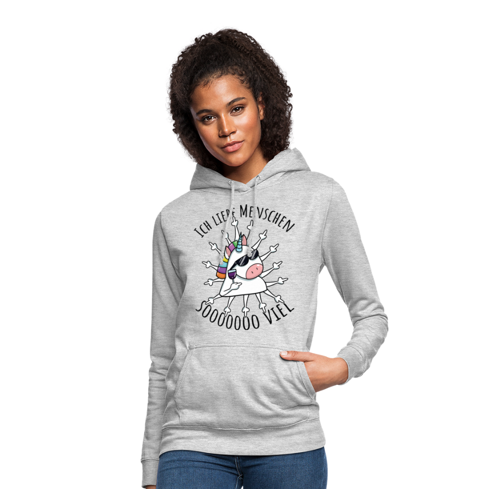 Ich liebe Menschen Einhorn | Frauen Hoodie - Hellgrau meliert
