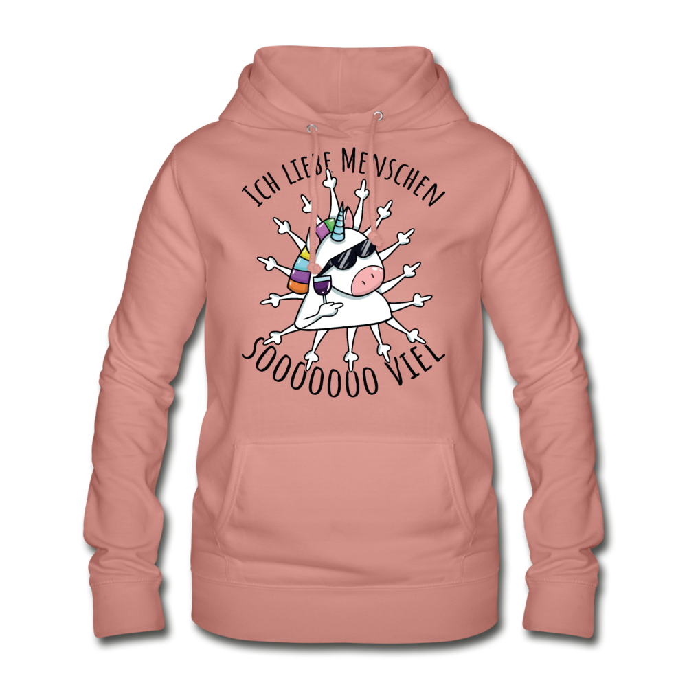 Ich liebe Menschen Einhorn | Frauen Hoodie - Altrosa