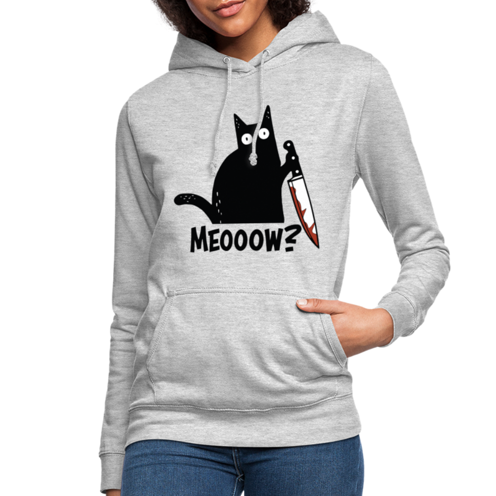 Meow Murder Cat | Frauen Hoodie - Hellgrau meliert