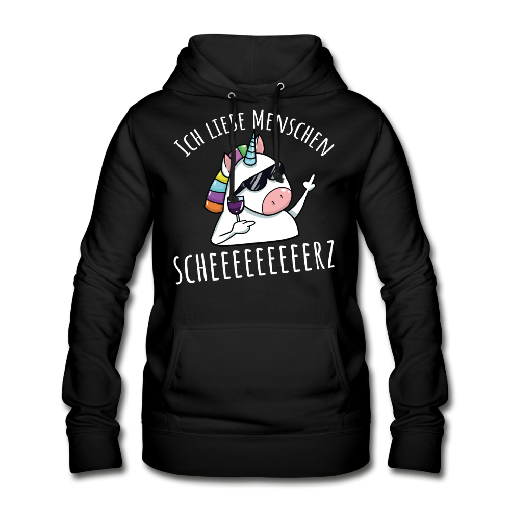 Ich liebe Menschen Einhorn | Frauen Hoodie - Schwarz