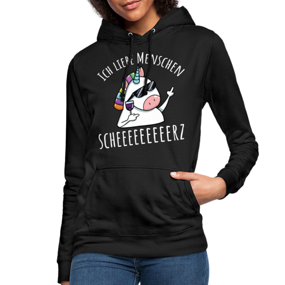 Ich liebe Menschen Einhorn | Frauen Hoodie - Schwarz