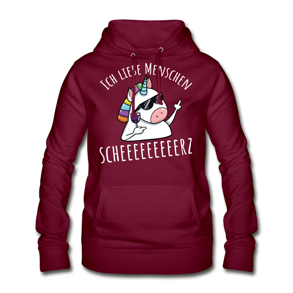 Ich liebe Menschen Einhorn | Frauen Hoodie - Bordeaux