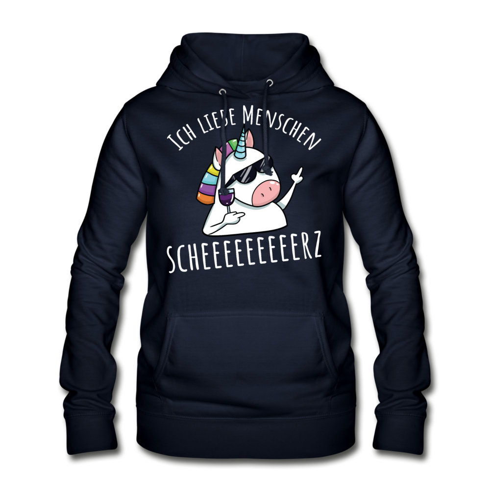 Ich liebe Menschen Einhorn | Frauen Hoodie - Navy