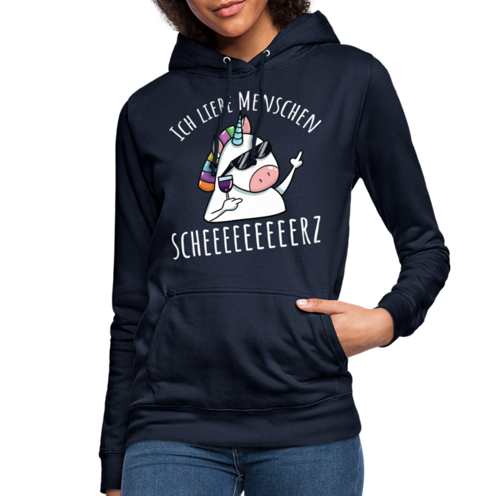 Ich liebe Menschen Einhorn | Frauen Hoodie - Navy