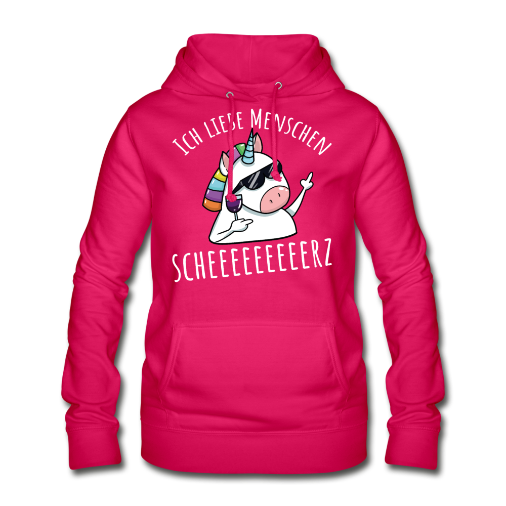 Ich liebe Menschen Einhorn | Frauen Hoodie - dunkles Pink