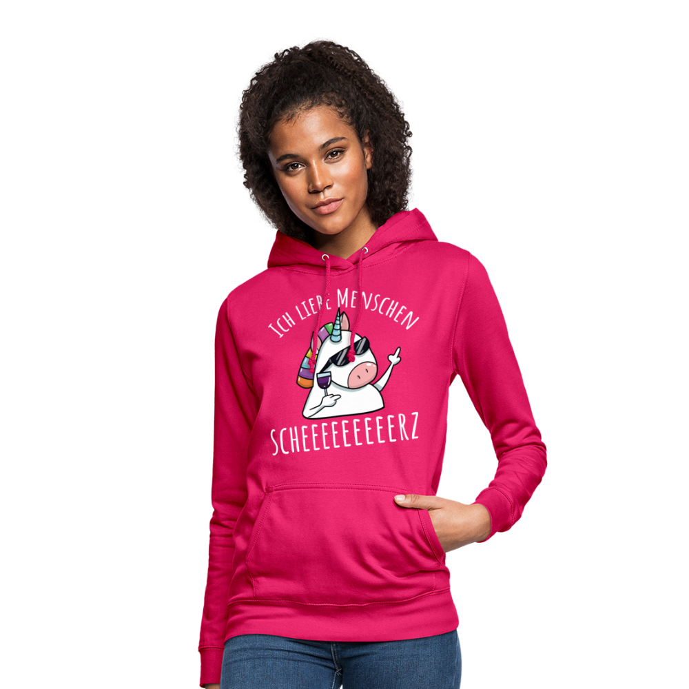 Ich liebe Menschen Einhorn | Frauen Hoodie - dunkles Pink