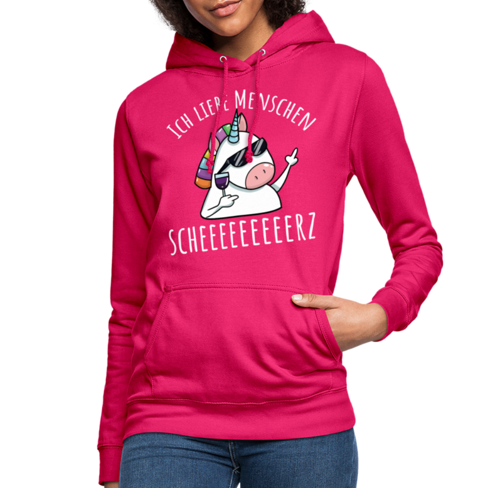 Ich liebe Menschen Einhorn | Frauen Hoodie - dunkles Pink