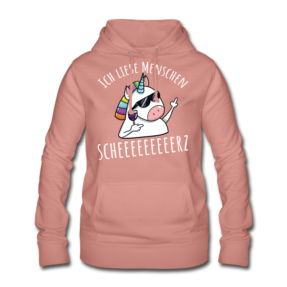 Ich liebe Menschen Einhorn | Frauen Hoodie - Altrosa