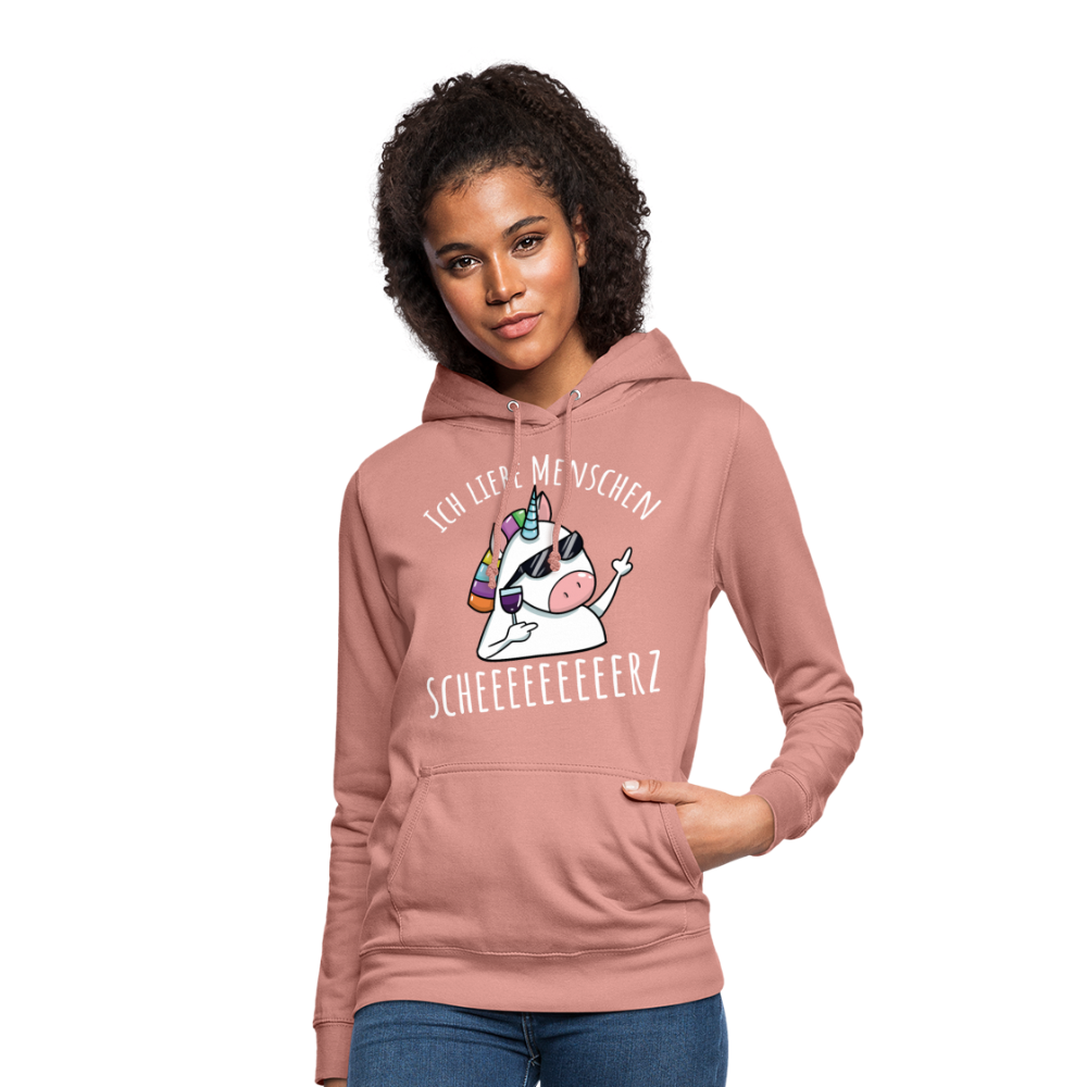 Ich liebe Menschen Einhorn | Frauen Hoodie - Altrosa