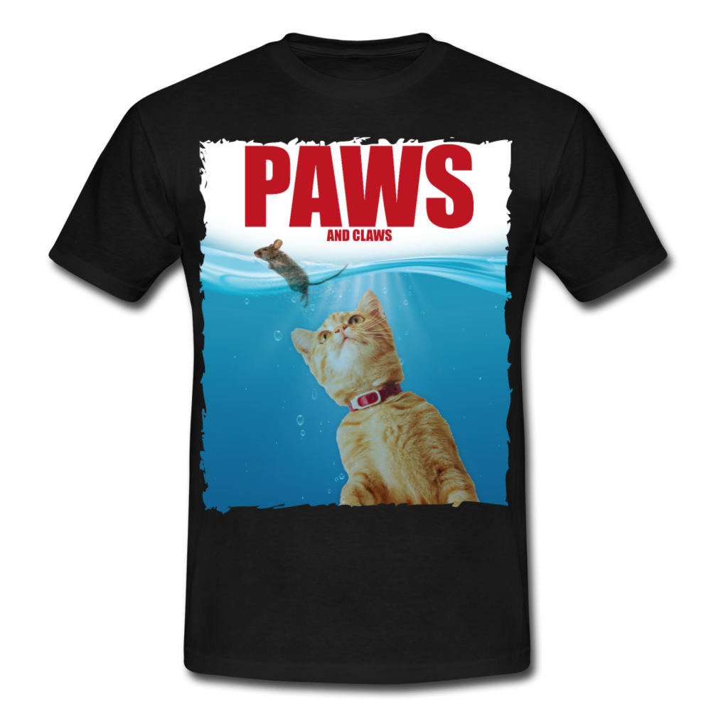 Paws Katze & Maus | Männer T-Shirt - Schwarz