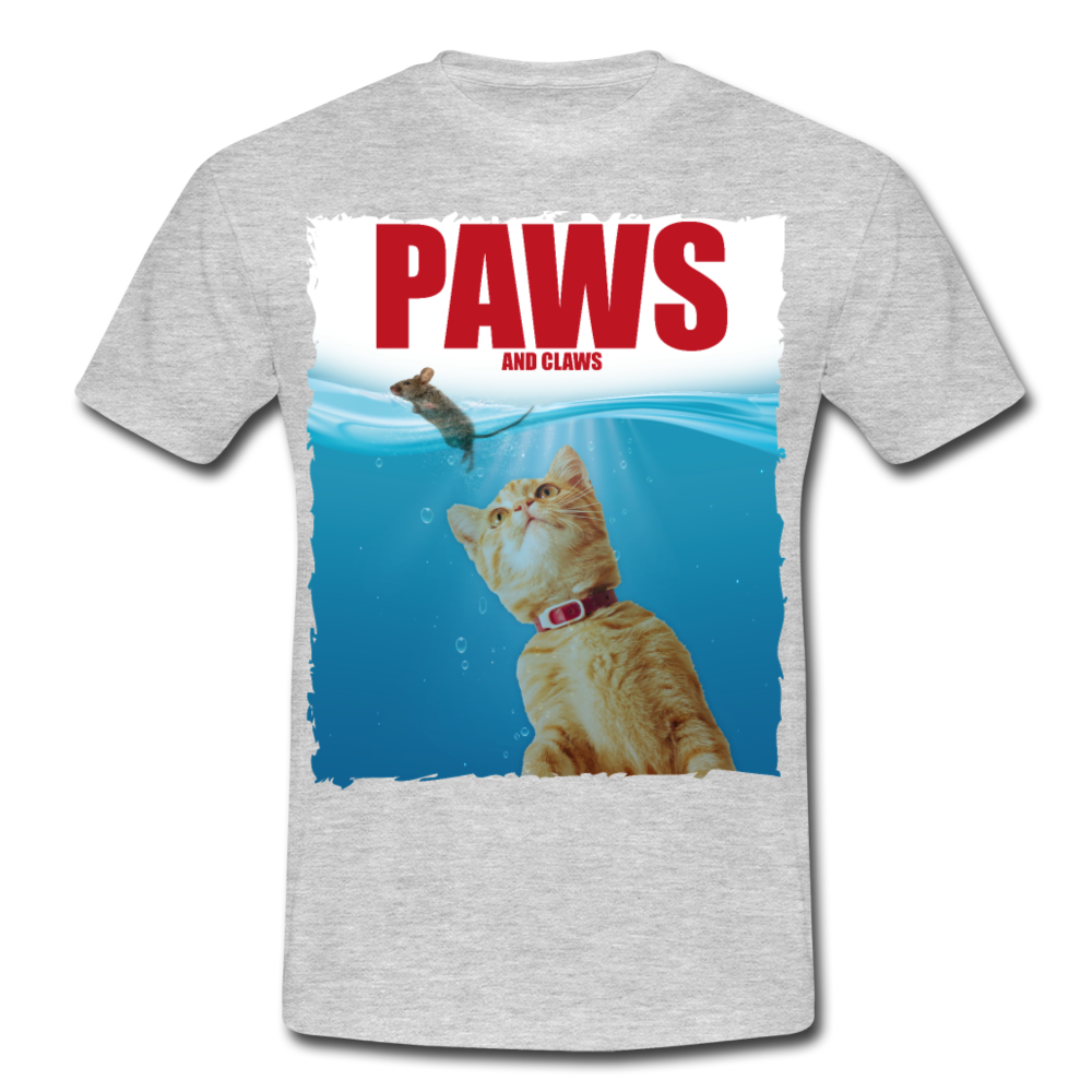 Paws Katze & Maus | Männer T-Shirt - Grau meliert
