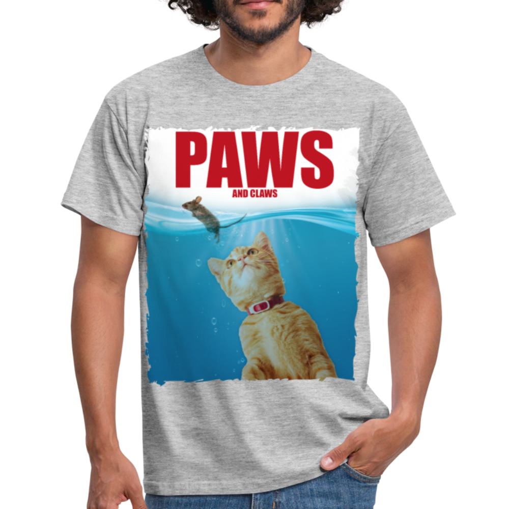 Paws Katze & Maus | Männer T-Shirt - Grau meliert