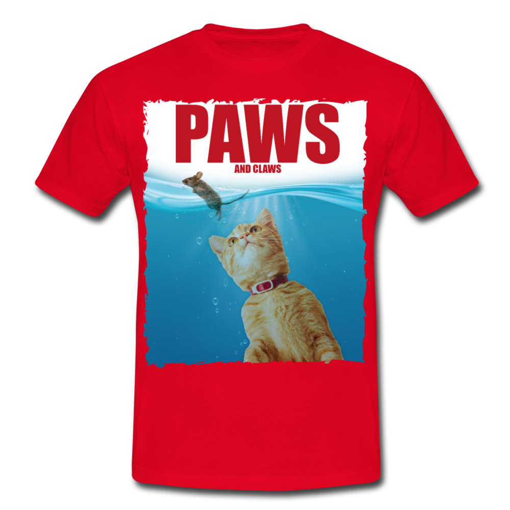Paws Katze & Maus | Männer T-Shirt - Rot