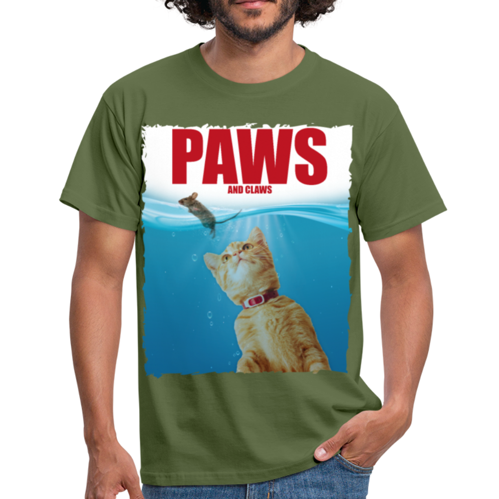 Paws Katze & Maus | Männer T-Shirt - Militärgrün