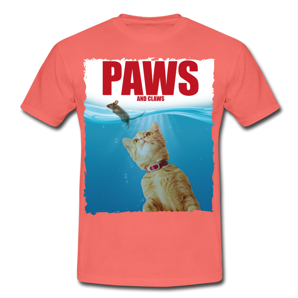 Paws Katze & Maus | Männer T-Shirt - Koralle