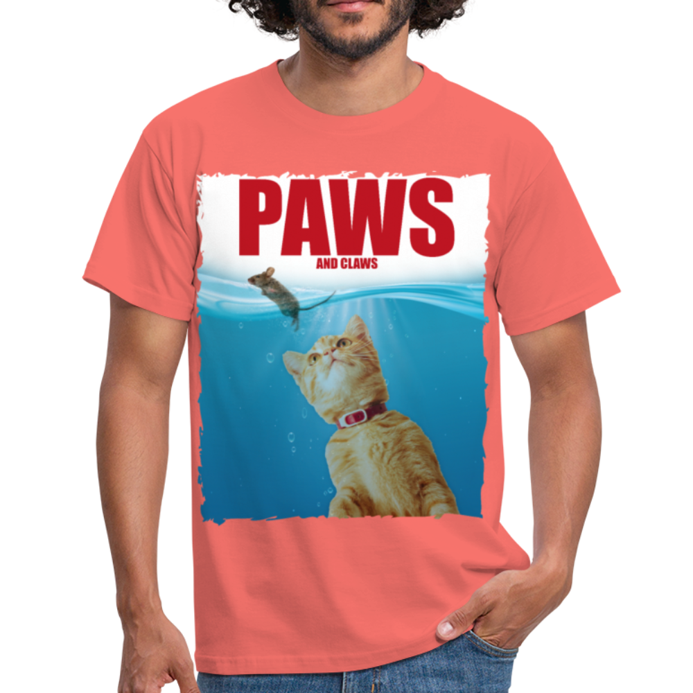 Paws Katze & Maus | Männer T-Shirt - Koralle
