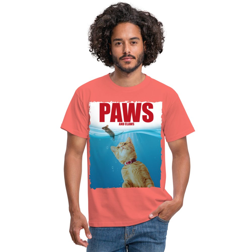Paws Katze & Maus | Männer T-Shirt - Koralle