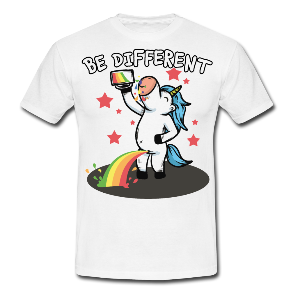 Be Different Pinkelndes Einhorn | Männer T-Shirt - Weiß