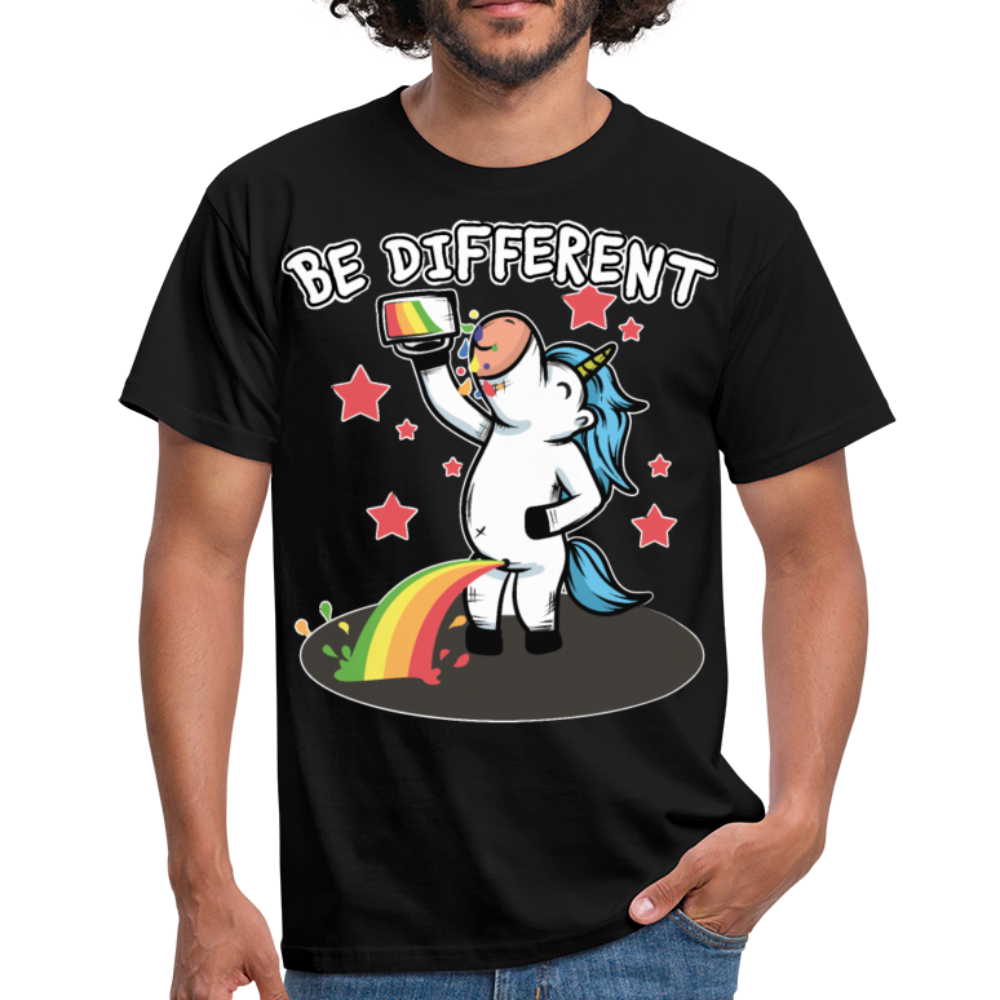 Be Different Pinkelndes Einhorn | Männer T-Shirt - Schwarz