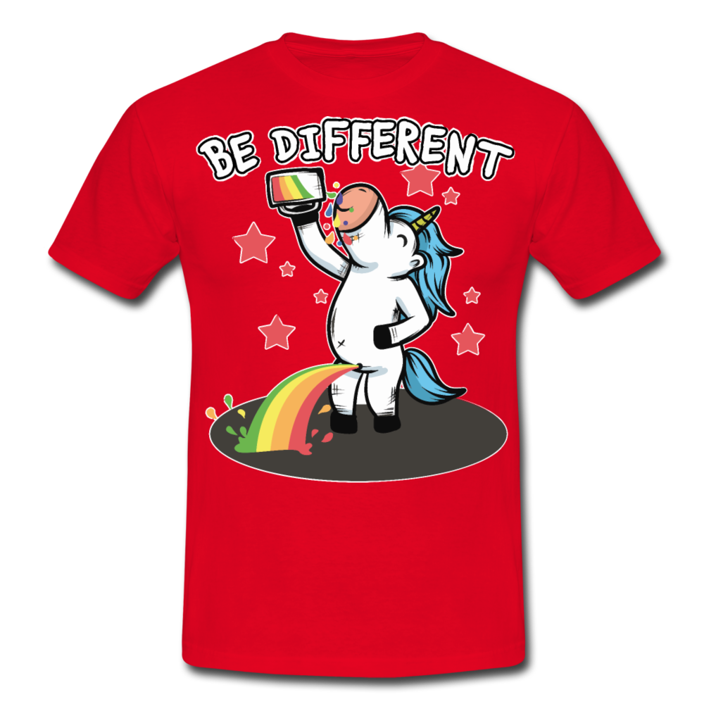 Be Different Pinkelndes Einhorn | Männer T-Shirt - Rot