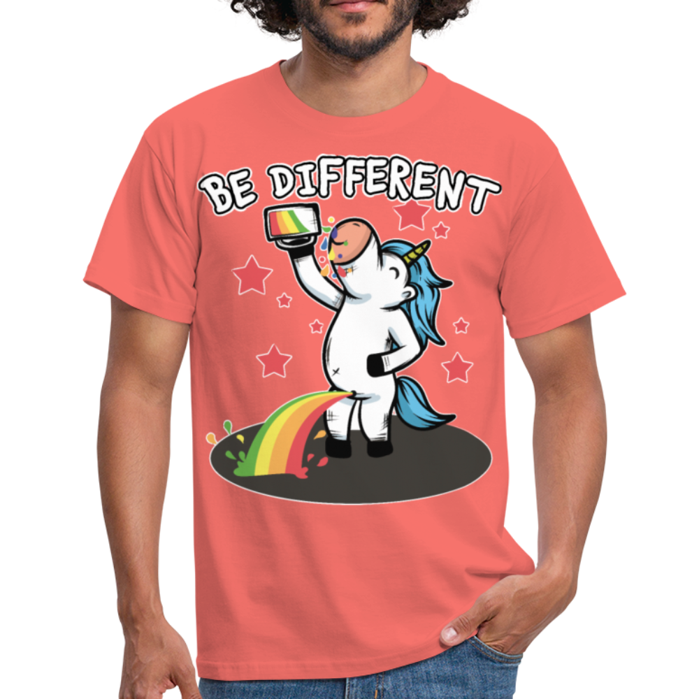 Be Different Pinkelndes Einhorn | Männer T-Shirt - Koralle