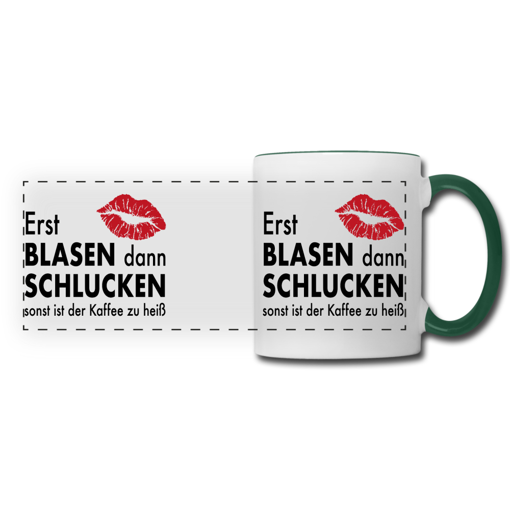 Erst blasen dann schlucken Tasse - Weiß/Dunkelgrün